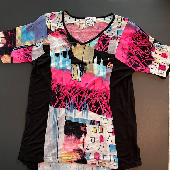 Parsley & Sage Ladies Half Sleeve Pre-owned Abstract Print‎ Knit Top Size Small - Picture 1 of 4